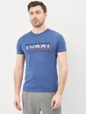 Акція на Футболка бавовняна довга чоловіча Tommy Hilfiger 10575.4 L Синя від Rozetka