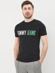 Акція на Футболка бавовняна довга чоловіча Tommy Jeans 10582.1 2XL Чорна від Rozetka