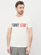 Акція на Футболка бавовняна довга чоловіча Tommy Jeans 10582.2 S Біла від Rozetka