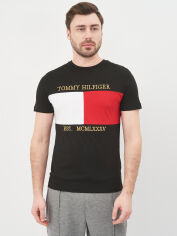 Акція на Футболка бавовняна довга чоловіча Tommy Hilfiger 10584.1 S Чорна від Rozetka