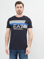 Акція на Футболка бавовняна довга чоловіча EA7 10532.3 S Темно-синя від Rozetka