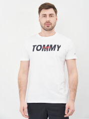 Акція на Футболка бавовняна довга чоловіча Tommy Jeans 10605.2 S Біла від Rozetka