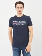 Акція на Футболка бавовняна довга чоловіча Tommy Hilfiger 10638.4 S Темно-синя від Rozetka