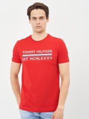 Акція на Футболка бавовняна довга чоловіча Tommy Hilfiger 10638.6 L Червона від Rozetka