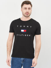 Акція на Футболка бавовняна довга чоловіча Tommy Hilfiger 10641.1 S Чорна від Rozetka