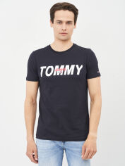 Акція на Футболка бавовняна довга чоловіча Tommy Jeans 10642.1 S Темно-синя від Rozetka