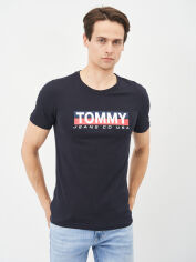 Акція на Футболка бавовняна довга чоловіча Tommy Jeans 10649 XL Темно-синя від Rozetka