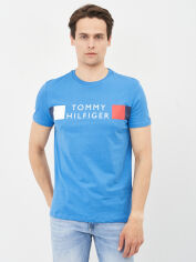 Акція на Футболка бавовняна довга чоловіча Tommy Hilfiger 10606.7 S Блакитна від Rozetka