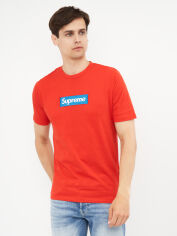Акція на Футболка бавовняна довга чоловіча Supreme 10698.15 2XL Червона з блакитним від Rozetka