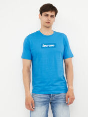 Акція на Футболка бавовняна довга чоловіча Supreme 10698.16 2XL Блакитна від Rozetka