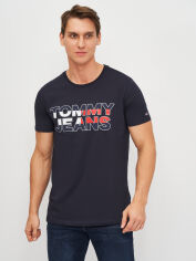 Акція на Футболка бавовняна довга чоловіча Tommy Jeans 10737.1 S Темно-синя від Rozetka