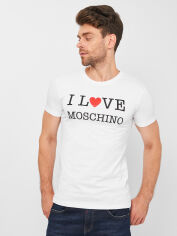 Акція на Футболка бавовняна довга чоловіча Love Moschino 8185.20 L Біла від Rozetka