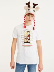 Акція на Футболка бавовняна довга чоловіча Pull & Bear XAZ132892QOOY M Біла з принтом від Rozetka