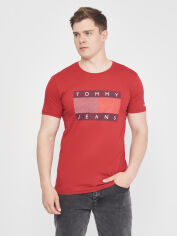 Акція на Футболка бавовняна довга чоловіча Tommy Hilfiger 10877.3 L Червона від Rozetka