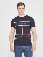 Акція на Футболка бавовняна довга чоловіча Tommy Hilfiger 10886 S (44) Темно-синя від Rozetka