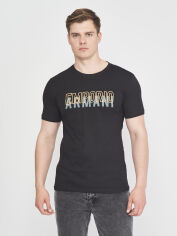 Акція на Футболка бавовняна довга чоловіча Emporio Armani 10898.1 S Чорна від Rozetka