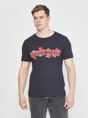 Акція на Футболка бавовняна довга чоловіча Emporio Armani 10899 S (44) Темно-синя від Rozetka