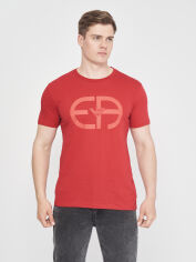 Акція на Футболка бавовняна довга чоловіча Emporio Armani 10897.2 XL Бордова від Rozetka