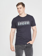 Акція на Футболка бавовняна довга чоловіча Emporio Armani 10898.2 S Темно-синя від Rozetka