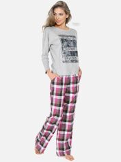 Акция на Піжама (лонгслів + штани) жіноча великих розмірів DoReMi 002-000260 L/XL Сірий меланж от Rozetka