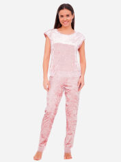 Акція на Піжама (футболка + штани) жіноча велюрова Martelle Lingerie M-308 велюр 34 (XS) Рожева пудра від Rozetka