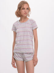 Акція на Піжама (футболка + шорти) жіноча великих розмірів бавовняна Gebo K3 XL Меланж 2 від Rozetka