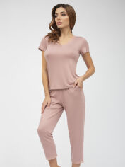 Акція на Піжама (футболка + штани) жіноча великих розмірів Roksana 1181 XXL Світло-рожева від Rozetka