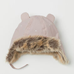 Акция на Дитяча зимова шапка з вушками для дівчинки H&M 609-8955232 49 см Пудра серця от Rozetka