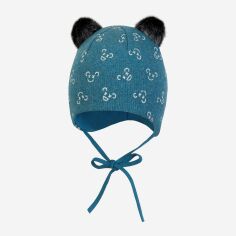 Акція на Дитяча зимова шапка в'язана на зав'язках з вушками для хлопчика Broel Codi 1 ZB13641I8BRO-014 41 см Блакитна від Rozetka