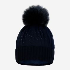 Акция на Дитяча зимова шапка-біні в'язана з помпоном для дівчинки Broel Jovita ZB13649Q1BRO-015 49 см Темно-синя от Rozetka