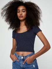 Акція на Топ жіночий Pull & Bear XAZ278676UTZQ M Темно-синій з білим від Rozetka