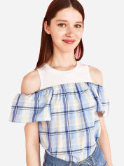 Акція на Топ жіночий Bershka XAZ185697UOUW XS Синій з білим від Rozetka