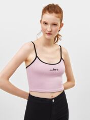 Акція на Топ жіночий Bershka XAZ237890QMNV L Рожевий з чорним від Rozetka