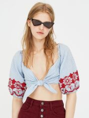 Акція на Топ жіночий Pull & Bear XAZ192844JTOS M Білий з блакитним від Rozetka