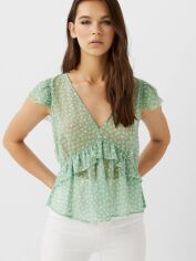 Акція на Блузка жіноча Stradivarius XAZ284254CQMX M Блідо-зелена з білим від Rozetka