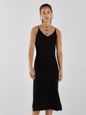 Акція на Плаття міді літнє жіноче Bershka XAZ147032XIWY XS Чорне від Rozetka
