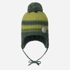 Акция на Дитяча зимова шапка в'язана на зав'язках з помпоном для хлопчика Reima Hiberna 518566-8511 46 см от Rozetka