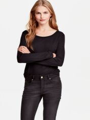 Акция на Лонгслів довгий жіночий H&M 0230027-4 XS Чорний от Rozetka