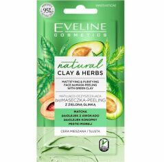 Акція на Eveline Cosmetics Матирующе-очищающая bioмаска–пилинг зеленая глина серии natural clay & herbs, 8 мл від MOYO