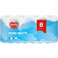Акция на Бумага туалетная Ruta Pure White 3 слоя 8шт от MOYO