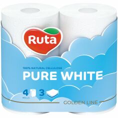 Акция на Бумага туалетная Ruta Pure White 3 слоя 4шт от MOYO