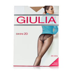Акція на Колготки жіночі Giulia Bikini з ажурними трусиками, 20 DEN, Cappuccino, розмір 3 від Eva