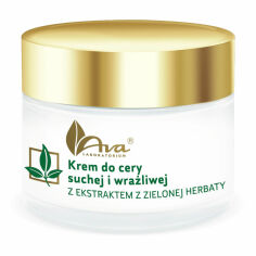 Акція на Крем для обличчя AVA Laboratorium Green Tea Cream Q10+R для сухої та чутливої шкіри, з екстрактом зеленого чаю та коензимом Q10+R, 50 мл від Eva