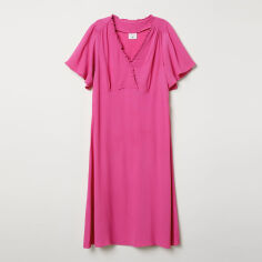 Акция на Сукня-футболка міді літня жіноча H&M 0649984 34 Рожева от Rozetka