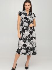 Акция на Сукня-сорочка міді літня жіноча H&M 0880186 36 Чорна от Rozetka