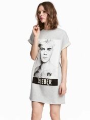 Акція на Сукня-футболка коротка літня жіноча H&M 0537867_бибер 36 Світло-сіра від Rozetka