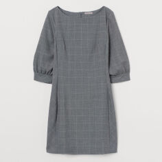 Акція на Сукня коротка осіння жіноча H&M 0916725_ч.б.клетка 36 Чорна з білим від Rozetka