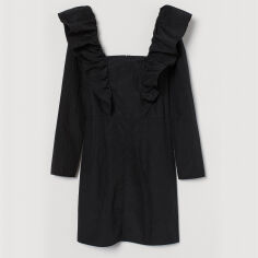 Акція на Сукня коротка осіння жіноча H&M 0928276_чер.шир.вырез 36 Чорна від Rozetka