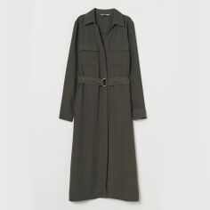 Акція на Сукня-сорочка міді осіння жіноча H&M 0849868_Хакі 40 Хакі від Rozetka