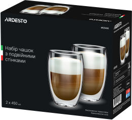Акция на Набір чашок Ardesto з подвійними стінками для лате 450 мл х 2 шт. от Rozetka